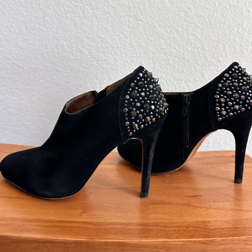 Black suede spiked booties